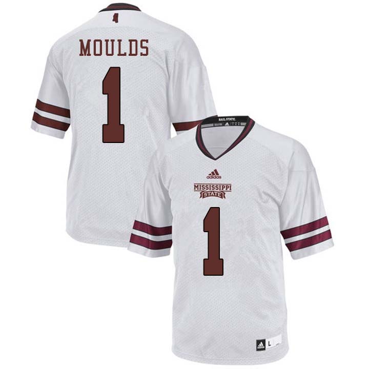 Men #1 Eric Moulds Mississippi State Bulldogs College Football Jerseys Sale-White